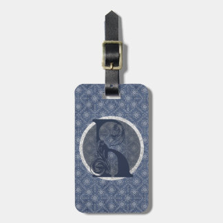 Denim Blue Decorative Monogram "R" Gepäckmarke Gepäckanhänger