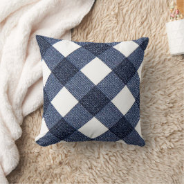 Denim Blue Diagonal Buffalo Checkered Throw Kissen