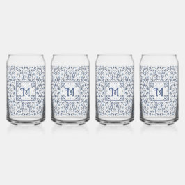 Denim Blue Extravagant Graphic Muster Personalisie Dosenglas