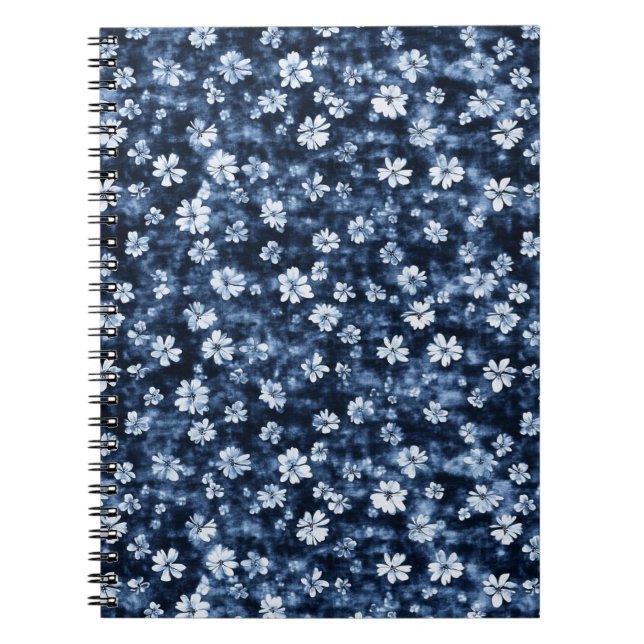 Denim Blue Flowers Notizblock (Vorderseite)