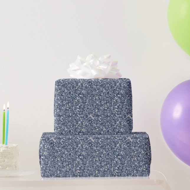 Denim Blue Glitter Birthday Geschenkpapier (Partygeschenke)