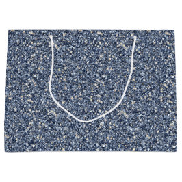 Denim Blue Glitter Birthday Große Geschenktüte