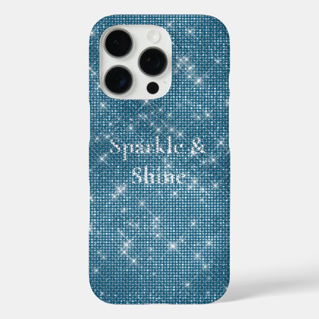 Denim Blue Glitzy Chic Glam Sparkle iPhone 16 Pro Hülle (Rückseite)