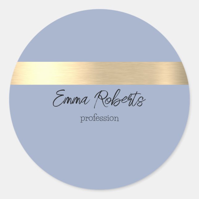 Denim Blue Gold Foil Rustikale Imitate Runder Aufkleber (Vorderseite)