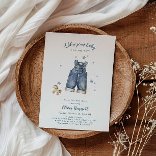 Denim Blue Jean Baby Shower Einladung