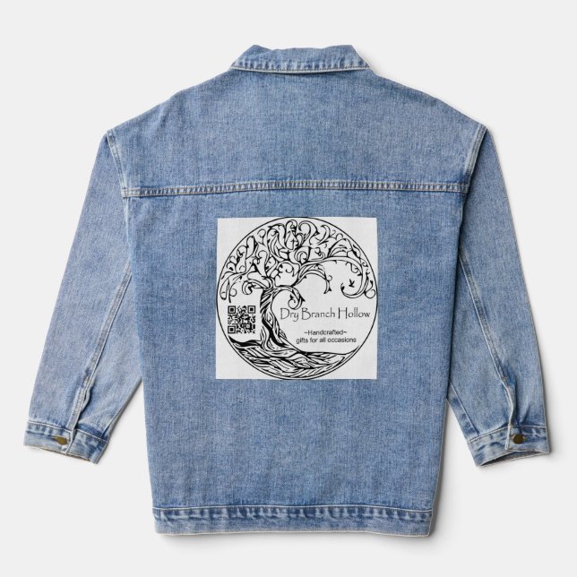Denim Blue Jean Jacket Dry Branch Hollow Jeansjacke (Rückseite)