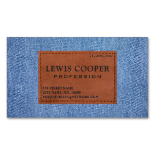 Denim Blue-jean Moderne Minimalistin Magnetische Visitenkarte