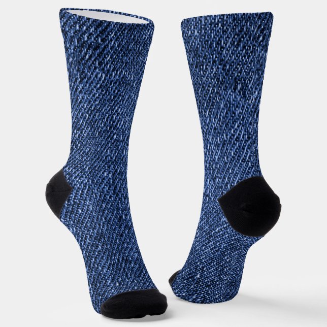 Denim Blue Jeans Graphic Design Stilvoll Socken (Gewinkelt)