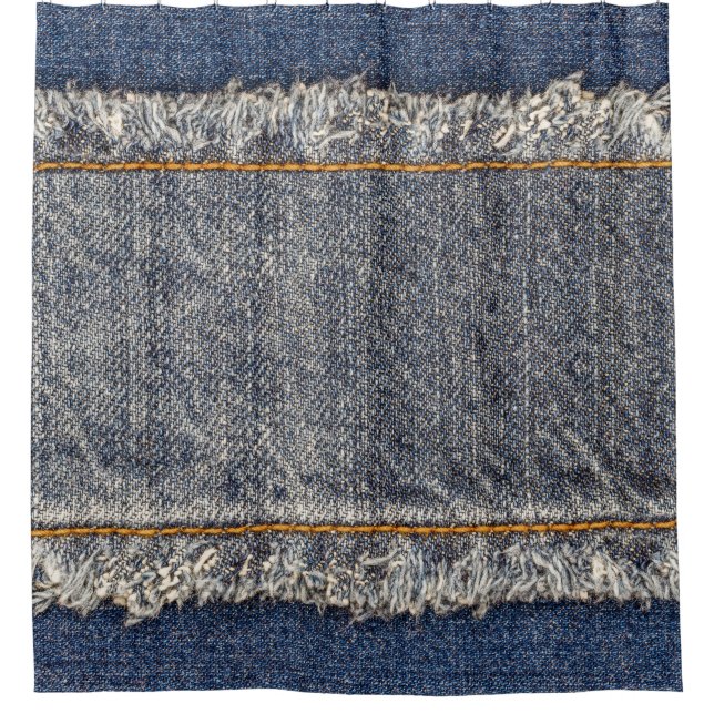 Denim Blue Jeans: Lässiger Doppelpflaster Duschvorhang (Vorderseite)