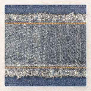Denim Blue Jeans: Lässiger Doppelpflaster Glasuntersetzer
