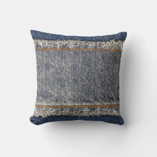 Denim Blue Jeans: Lässiger Doppelpflaster Kissen