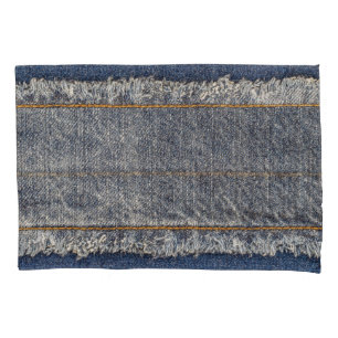 Denim Blue Jeans: Lässiger Doppelpflaster Kissenbezug