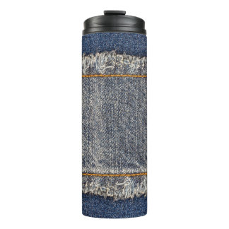 Denim Blue Jeans: Lässiger Doppelpflaster Thermosbecher