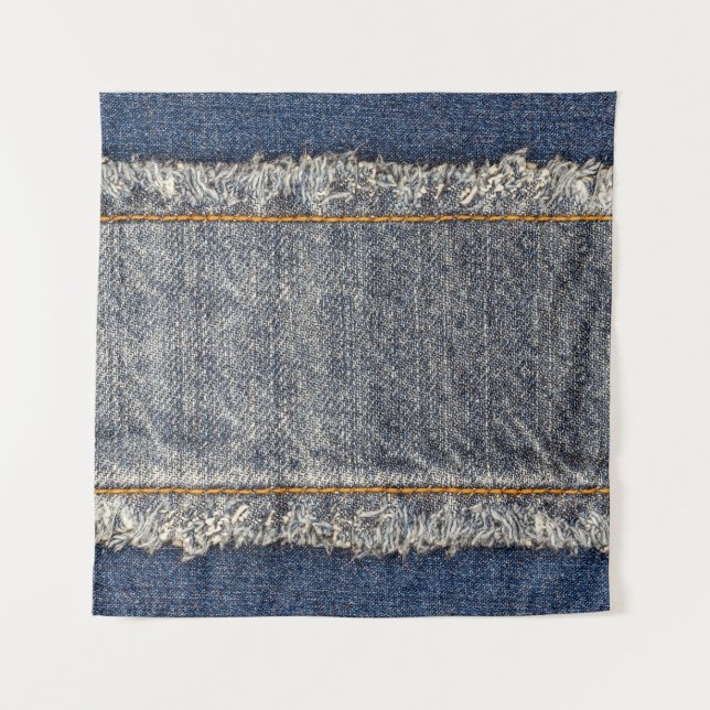 Denim Blue Jeans: Lässiger Doppelpflaster Wandteppich (Vorderseite)