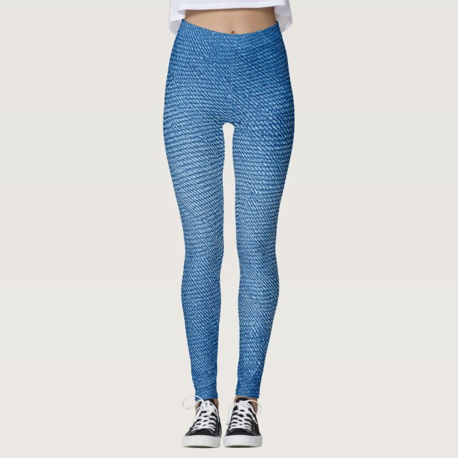 Denim Blue Jeans Pattern All-Over-Print Leggings (Devant)