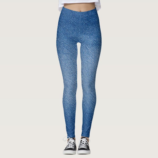 Denim Blue Jeans Pattern All-Over-Print Leggings (Vorderseite)