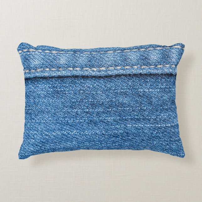 Denim Blue: Klassische Jeans Texture. Dekokissen (Vorderseite)