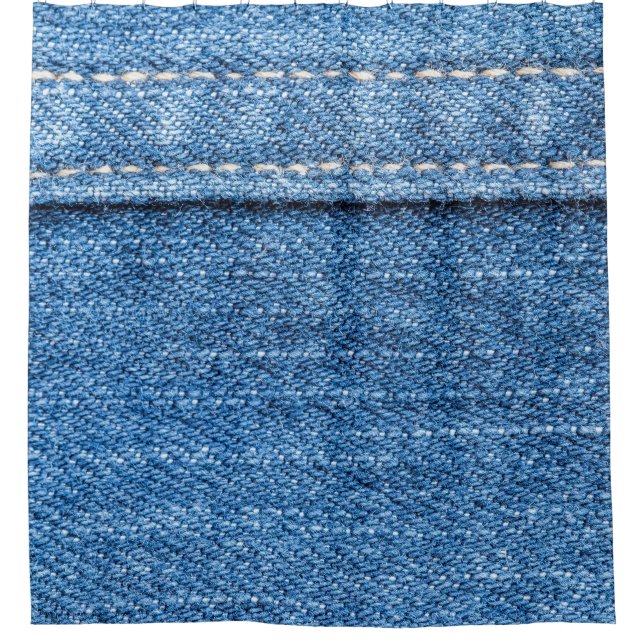 Denim Blue: Klassische Jeans Texture. Duschvorhang (Vorderseite)