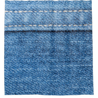 Denim Blue: Klassische Jeans Texture. Duschvorhang