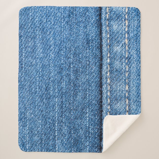 Denim Blue: Klassische Jeans Texture. Sherpadecke (Vorderseite)