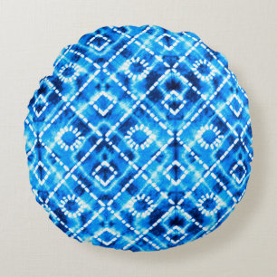Denim Blue Krawatte die Textur wiederholen moderne Rundes Kissen