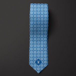 Denim Blue Mandala Monogram Krawatte