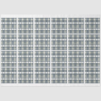 Denim Blue Sage Green Kariert Tile Decoupage Seidenpapier