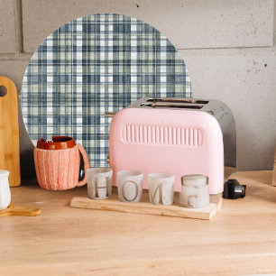 Denim Blue Sage Green Karierte Runde Schneidebrett