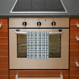 Denim Blue Sage Green White Kariert Geschirrtuch