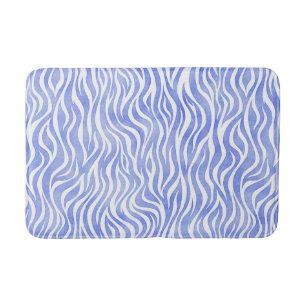 Denim Blue Watercolor Zebra Print Badematte