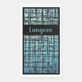 Denim Blue X's and O's Pattern Gray Karo Monogram Serviette