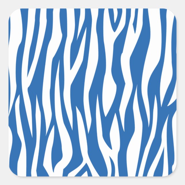 Denim Blue Zebra Print Quadratischer Aufkleber (Vorderseite)
