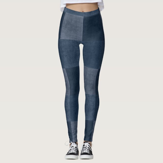 Denim Blues - Fun Patched Jeans - Jeggings Look Leggings (Vorderseite)