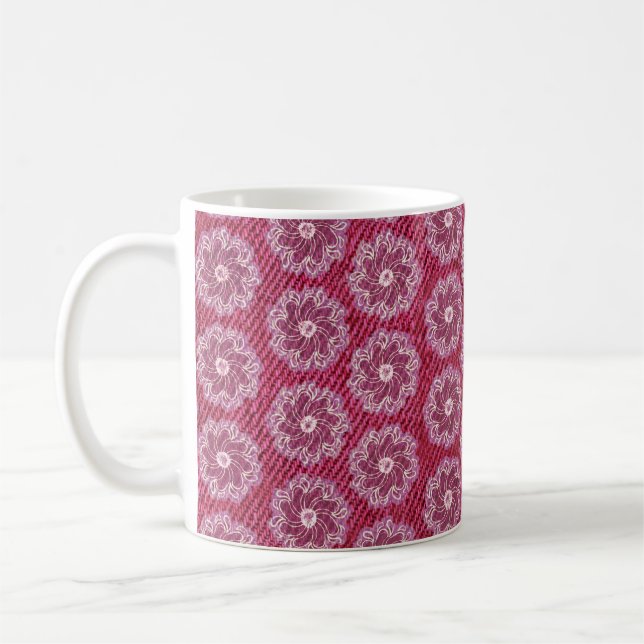Denim & Blume Kirschrot verblasste gemusterte Tass Kaffeetasse (Links)
