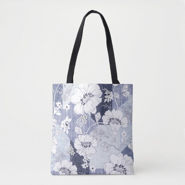 Denim Blume Patchwork, nahtlos Muster. Tasche (Vorderseite)