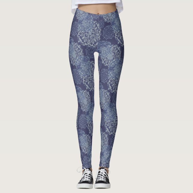 Denim Boho Mandalases Blue Leggings (Vorderseite)