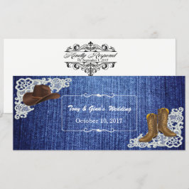 Denim Boots & Lace Wedding RSVP Cards Einladung