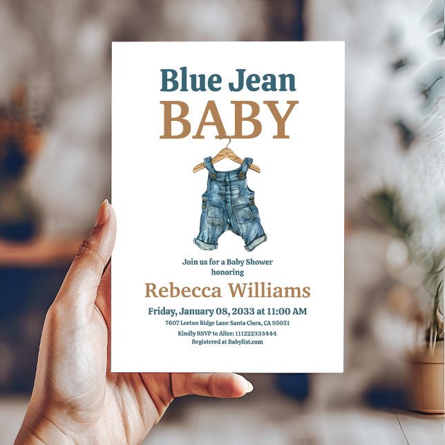 Denim Boy Blue Jean Baby Shower Einladung (Von Creator hochgeladen)