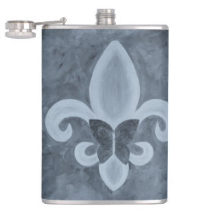 Denim Butterfleur Blue Lilie Butterfly Flachmann