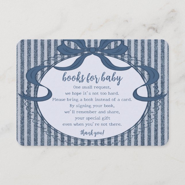Denim Coquette Bow Blue Jean Baby Books for Baby Begleitkarte (Vorderseite)