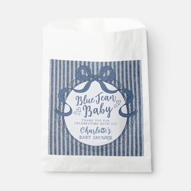 Denim Coquette Bow Blue Jean Baby Shower Geschenktütchen (Vorderseite)