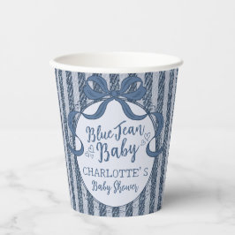 Denim Coquette Bow Blue Jean Baby Shower Pappbecher