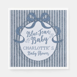 Denim Coquette Bow Blue Jean Baby Shower Serviette