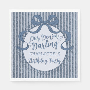 Denim Coquette Schleife Blue Jean Baby Geburtstag Serviette