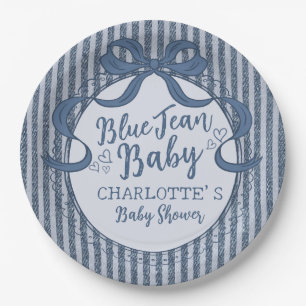 Denim Coquette Schleife Blue Jean Babyparty Pappteller