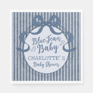 Denim Coquette Schleife Blue Jean Babyparty Serviette