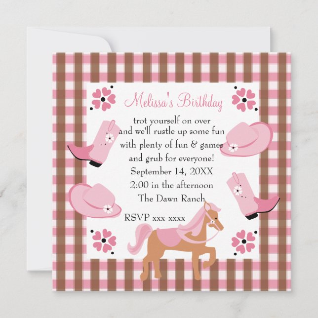 Denim Cowgirl Birthday Einladung (Vorderseite)