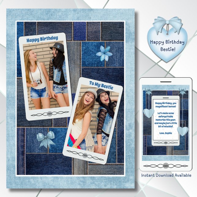 Denim Days avec My Bestie Blue Jeans carte d'anniv (Denim Days with My Bestie Blue Jeans Birthday Card)