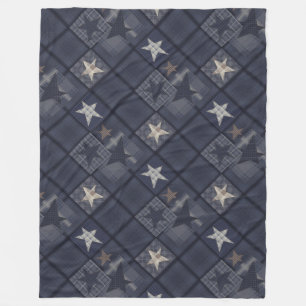 Denim, Denim, Blau, Patchwork Fleecedecke