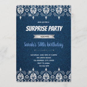 Denim-Diamant-Themen-Einladung Einladung